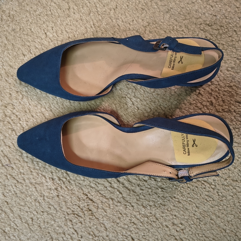Naturalizer Oceanic Blue Suede Dalary Slingback Women's Shoes 9.5 Wide